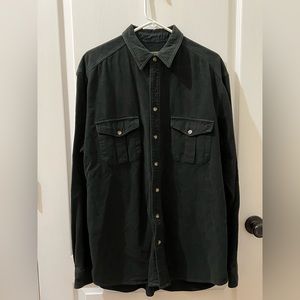 Men's Eddie Bauer Baumwolle Relaxed Fit Button Long Sleeve Black Shirt Sz L Tall